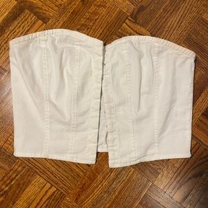 Blue Blush White Strapless Top